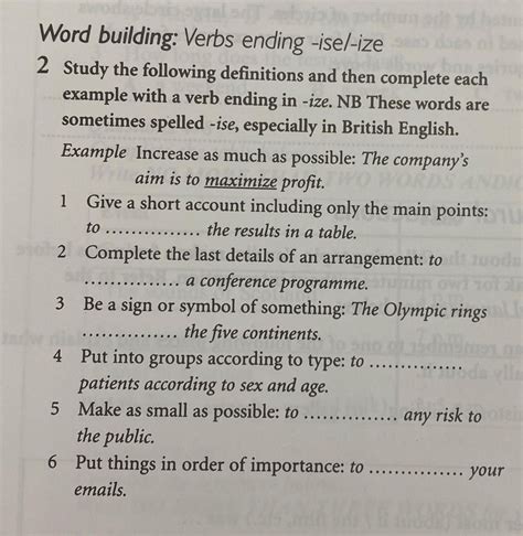 awoda dan odt vd hotus Word building: Verbs ending -ise/-ize se dose ni ...