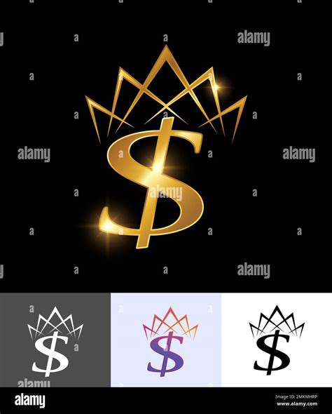 A vector illustration set of Golden Crown Money Dollar Symbol Vector ...