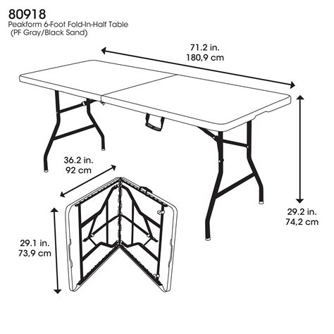 Peakform 80919 - 6-Foot Folding White Granite Plastic Table