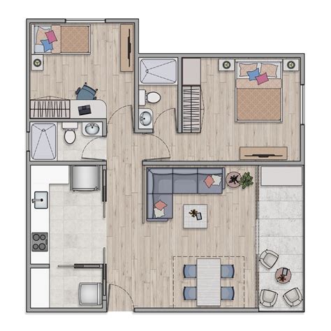 Two-bedroom apartment layout design ideas. | Apartment floor plan ...