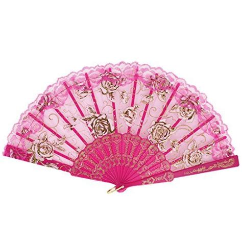 Alcoa PrimeFabric Spanish Style Rose Pattern Wedding Folding Hand Fan ...