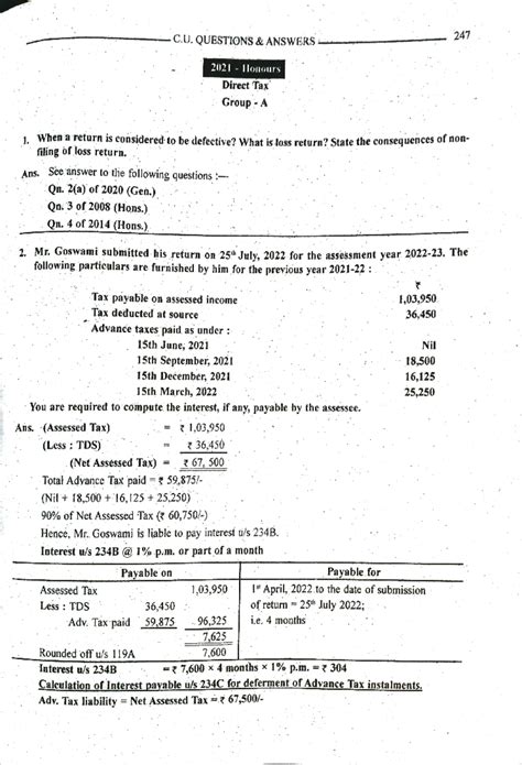 TAX 2021 - hii - . -C. QUESTIONS &ANSWERS 247 2021 Monours Direet Tax ...