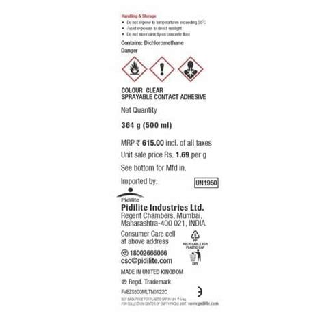 Pidilite Fevicol Ezee Spray DIY Sprayable Adhesive For Soundproofing ...