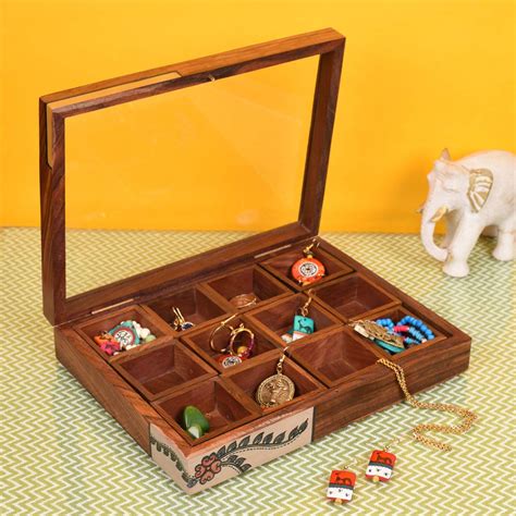 AAKRITI ART CREATIONS Madhubani Hand Crafted Brown Wooden Utility ...