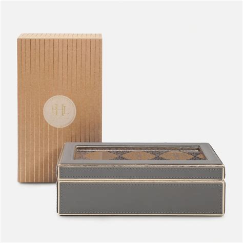 Shop Grey Printed Glass Faux Leather Storage Box with Lid - at Best ...