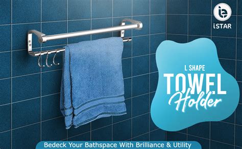 iSTAR L Shape Double Rod Towel Rod Silver Towel Holder 24 inch Longer 2 ...