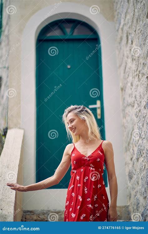 Female on Vacation Enjoying at Beautiful City Street Stock Image ...