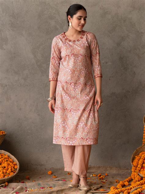 Buy Peach Hand Block Printed Cotton Pants | P48/P/REETPCH/AKI14AUG ...