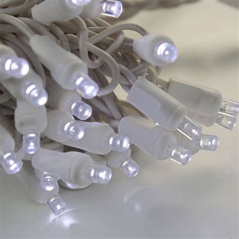 50-light 5mm Pure White LED Christmas Lights, 4" Spacing White Wire ...