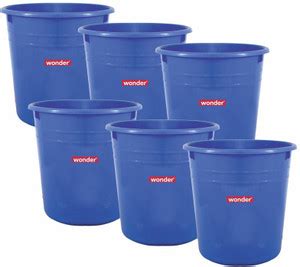 Wonder Plastic WBP 303 Open Dustbin Set, 6 pc 10 Ltr, Blue Color, Made ...
