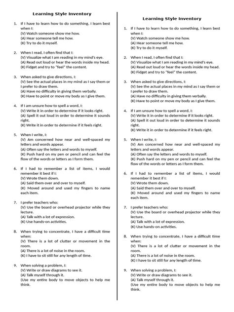 Image result for Learning Style List PDF