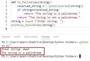 Image result for Enter a String and Check Is It a Palindrome or Not Python