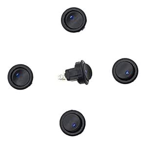 PopEye 5 Pieces 12V Car Boat Blue LED Dot Light Round Rocker ON/Off ...