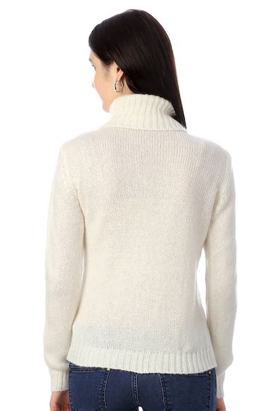 Buy Women White Textured Turtle Neck Online - 33069 | Van Heusen