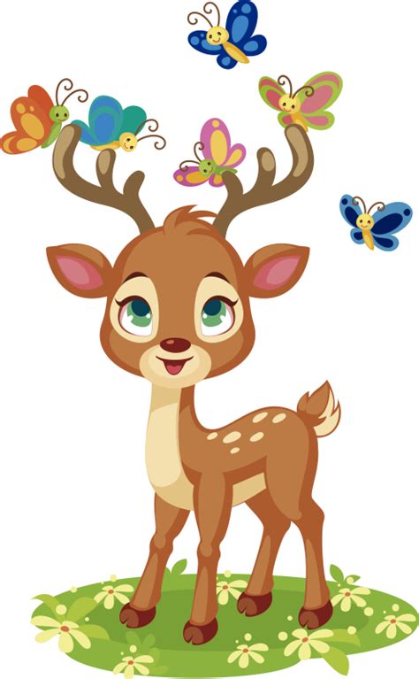 Animated deer illustration wall art - TenStickers