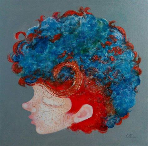 "The Childhood Iv": Blue Green Mixed Media Painting by Shiv Kumar Soni ...
