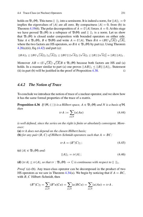 Quantum Mechanics - 4 Trace-Class (or Nuclear) Operators 231 holds on B ...