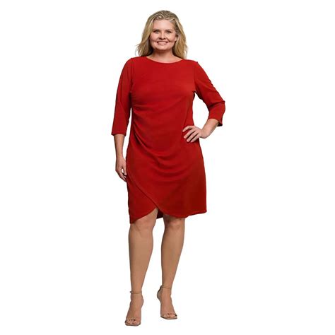 Plus Size 24Seven Comfort Apparel Three-Quarter Sleeve Ruched Tulip Hem ...