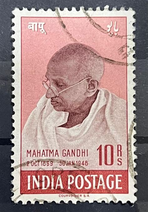 Buy India 1948 Death of Mahatma Gandhi 10Rs TOP HIGH Value Fine Used ...