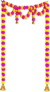 iHandikart Artificial Marigold Flowers Bandanwar, Color Pink & Yellow ...