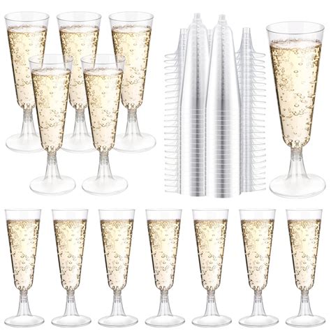 200 Pcs Clear Plastic Champagne Flutes - Disposable Toasting Glasses ...
