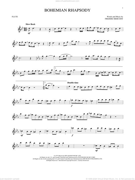 Bohemian Rhapsody sheet music for flute solo (PDF-interactive)