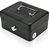 Keetoz Small Cash 6’’Einch Box with Key Lock, Portable Steel Cash Safe ...
