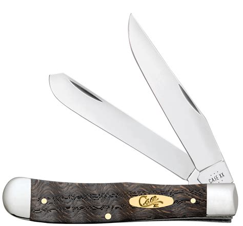 Case XX Trapper Black Curly Oak Wood 14000 Stainless Steel Pocket Knife ...