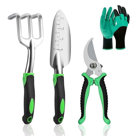 HASTHIP 4Pcs Garden Tools for Home Gardening Stainless Steel Heavy Duty ...
