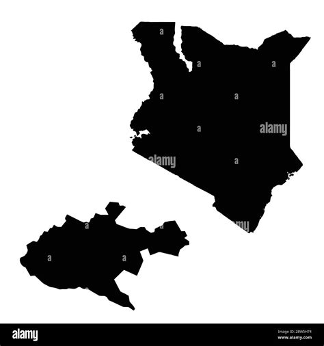Vector map Kenya and Nairobi. Country and capital. Isolated vector Illustration. Black on White ...