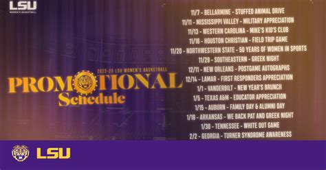 LSU Women's Basketball Promotional Calendar - LSU