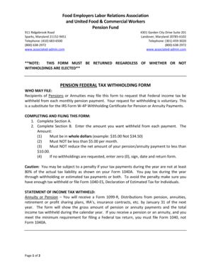 Fillable Online PENSION FEDERAL TAX WITHHOLDING FORM Fax Email Print ...