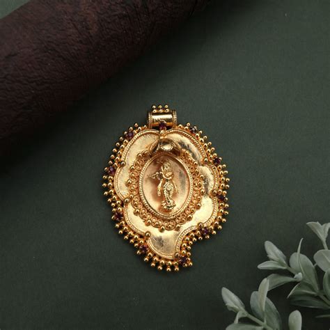 Real Gold Tone Traditional Kerala Aalilai Krishnan Pendant – Happy Pique