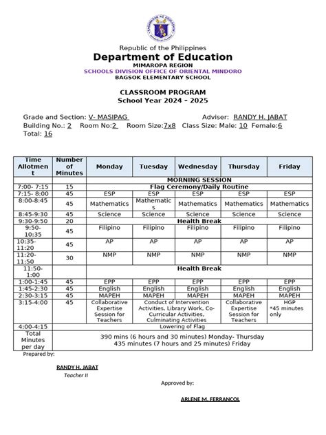 Image result for Grade 5 Class Program