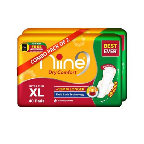 Buy Niine Dry Comfort Ultra Thin XL Sanitary Pads for Women |80 Pads ...