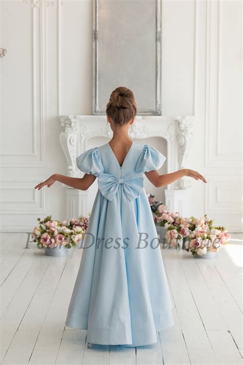 Light Blue Flower Girl Dress, Toddler Ball Gown, Satin Girl Dresses ...