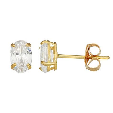 Forever 14K Cubic Zirconia Oval Stud Earrings