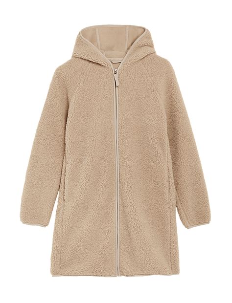 Buy Borg Textured Lightweight Hooded Jacket at Marks & Spencer