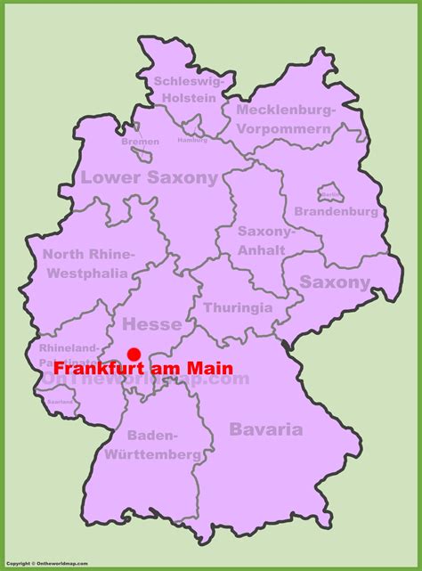 Frankfurt location on the Germany map - Ontheworldmap.com
