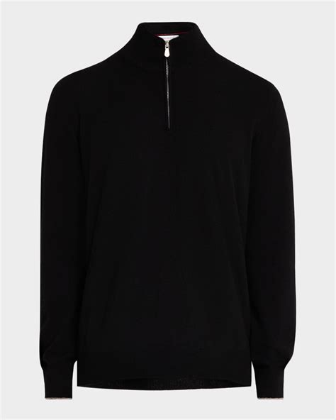 Brunello Cucinelli Men's Cashmere Quarter-Zip Sweater | Neiman Marcus