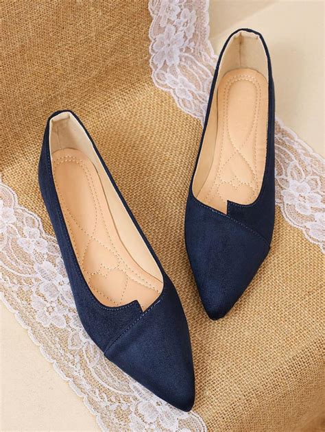 Women's Soft Bottom Pointed Toe Flats, Light Blue Suede Low Vamp Autumn ...