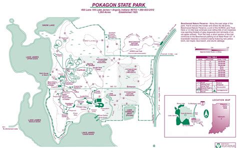 Pokagon State Park Map - Angola Indiana • mappery | State parks, Angola ...