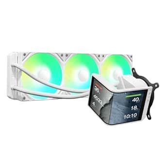 TRYX Panorama SE 360 ARGB White 360mm AIO Rotatable 6.5'' AMOLED Curved ...