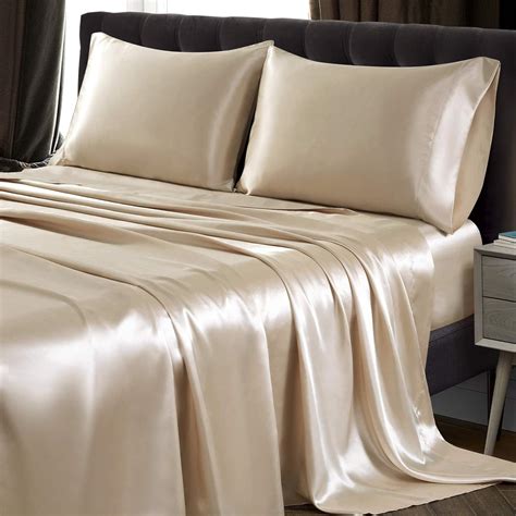 Amazon.com: SiinvdaBZX 4Pcs Extra Deep Pocket Satin Sheet Set Queen ...