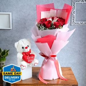 Floweraura Fresh Fresh Live 8 Red & 2 Pink Roses Flower Bouquet With ...