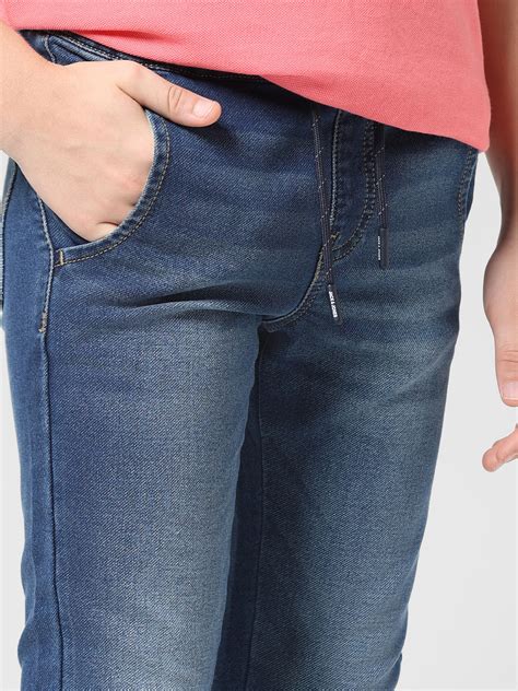 JUNIOR BOYS Blue Washed Denim Joggers