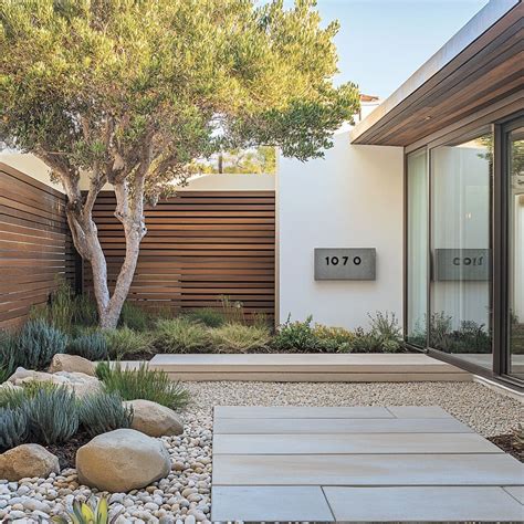 A clean stone pathway, framed by soft gravel and native grasses ...