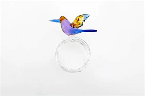 Casarialto | Set of 6 Tropical Birds Colored Glass Napkin Rings | Mérci ...