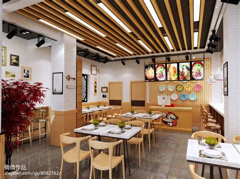 餐饮空间80平米装修案例_效果图 - 粉面小吃店 - 设计本