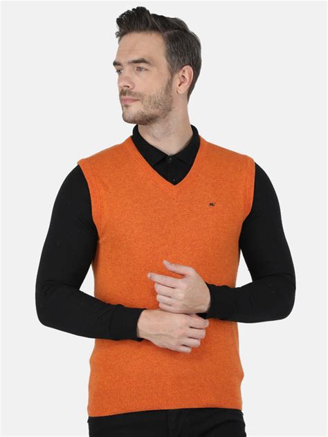 Buy Monte Carlo Men Orange Wool Sweater Vest - Sweaters for Men ...